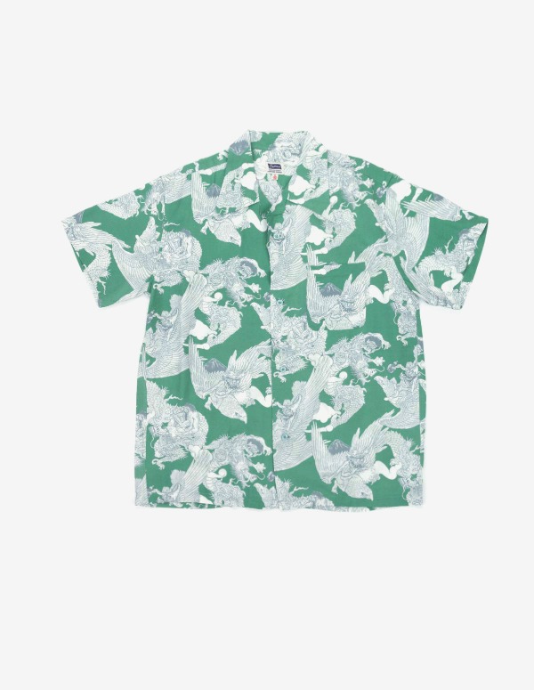 23S-THE SKIES MAD Hawaiian Shirts (Green/Grey)